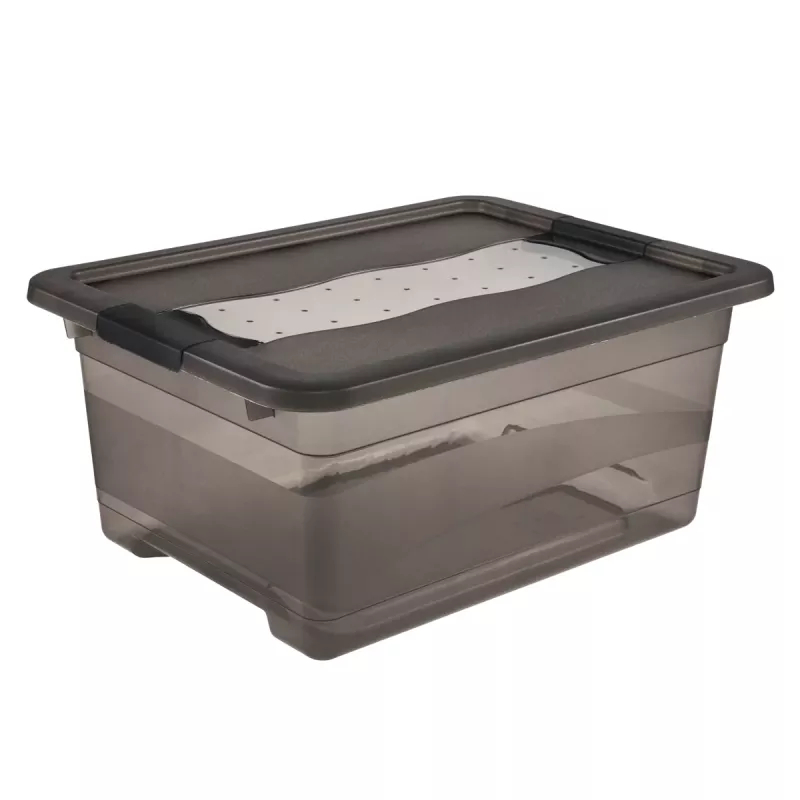 keeeper Cornelia caixa de arrumação, 12 L, cinzento cristal transparente, com tampa deslizante 1094182700000