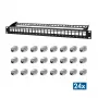 LogiLink PrimeLine Painel de Patch Keystone Cat.6A blindado de 24 portas, 19 polegadas 1U, preto (RAL9005), 24x módulos Keystone incluídos NK5001