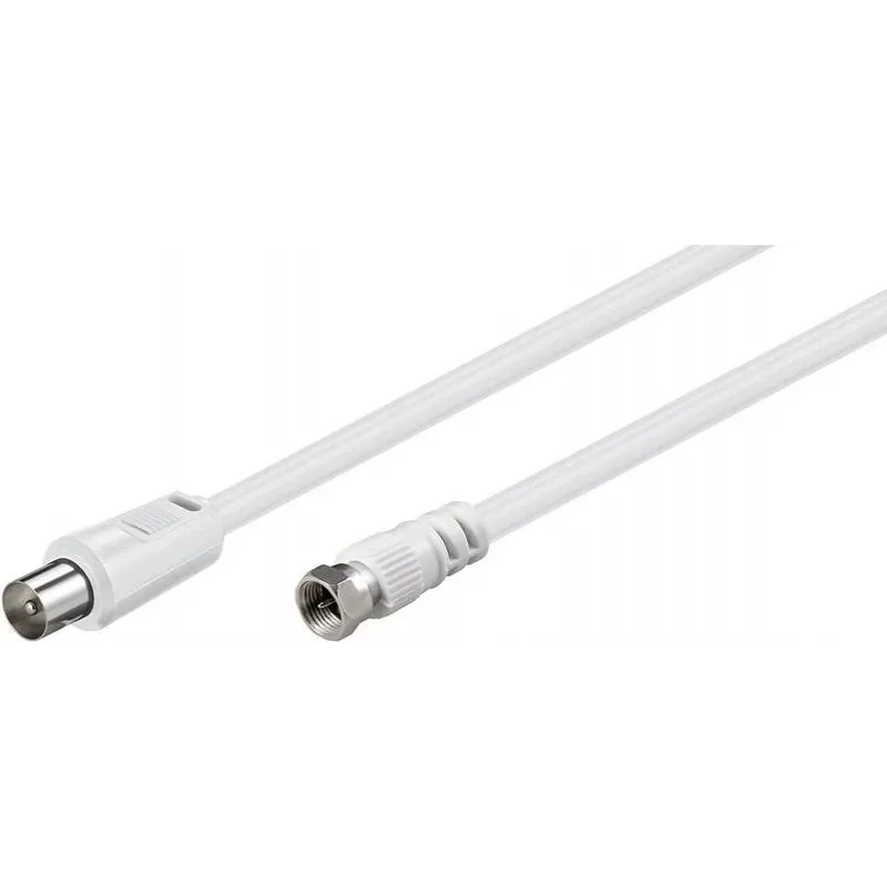 Wentronic Goobay Cabo de ligação SAT/antena, branco, 2,5 m - ficha F para ficha IEC/coaxial (11727)