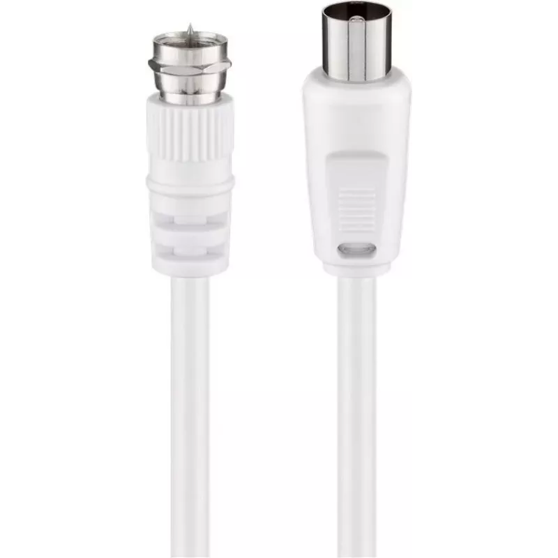 Wentronic Goobay Cabo de ligação SAT/antena, branco, 2,5 m - ficha F para ficha IEC/coaxial (11727)