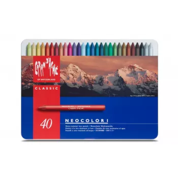 CARAN D'ACHE Neocolor I lápis de cera, conjunto de 40, redondos, cores sortidas, invólucro de papel 7000.340