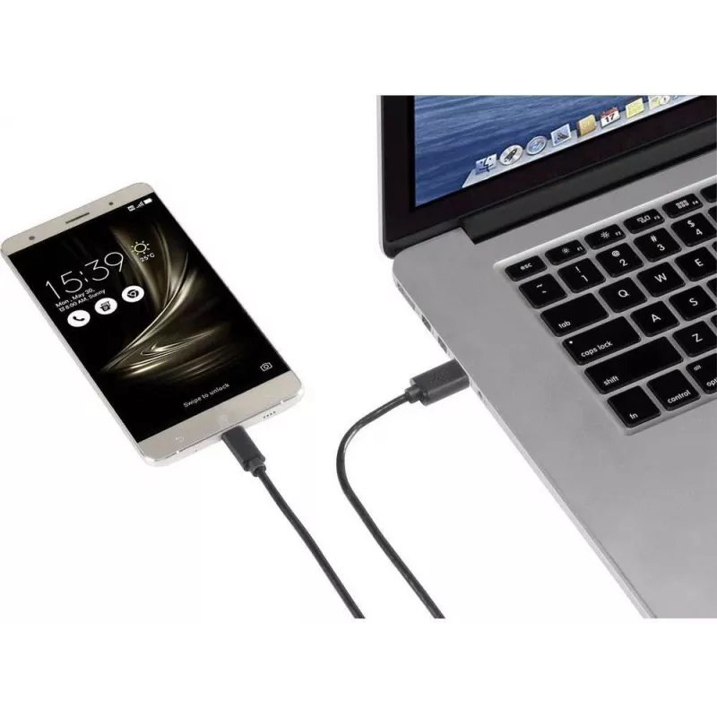 Cabo Renkforce RF-4599658 USB 3.2 Gen 1, USB-A para USB-C, 0,5 m, preto