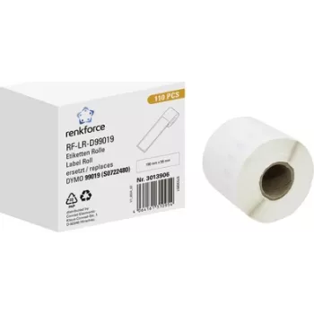 Rolo de etiquetas Renkforce RF-6027812 para DYMO LabelWriter, 190 x 54 mm, papel branco, adesivo permanente, 110 etiquetas