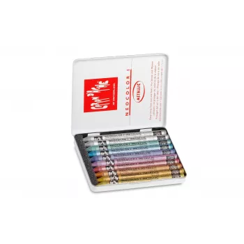 Lápis de cera metálicos Caran d'Ache Neocolor I, conjunto de 10, redondos com invólucro de papel 7004.310