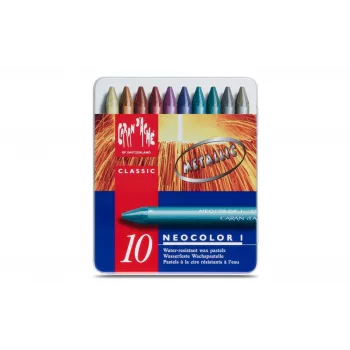 Lápis de cera metálicos Caran d'Ache Neocolor I, conjunto de 10, redondos com invólucro de papel 7004.310
