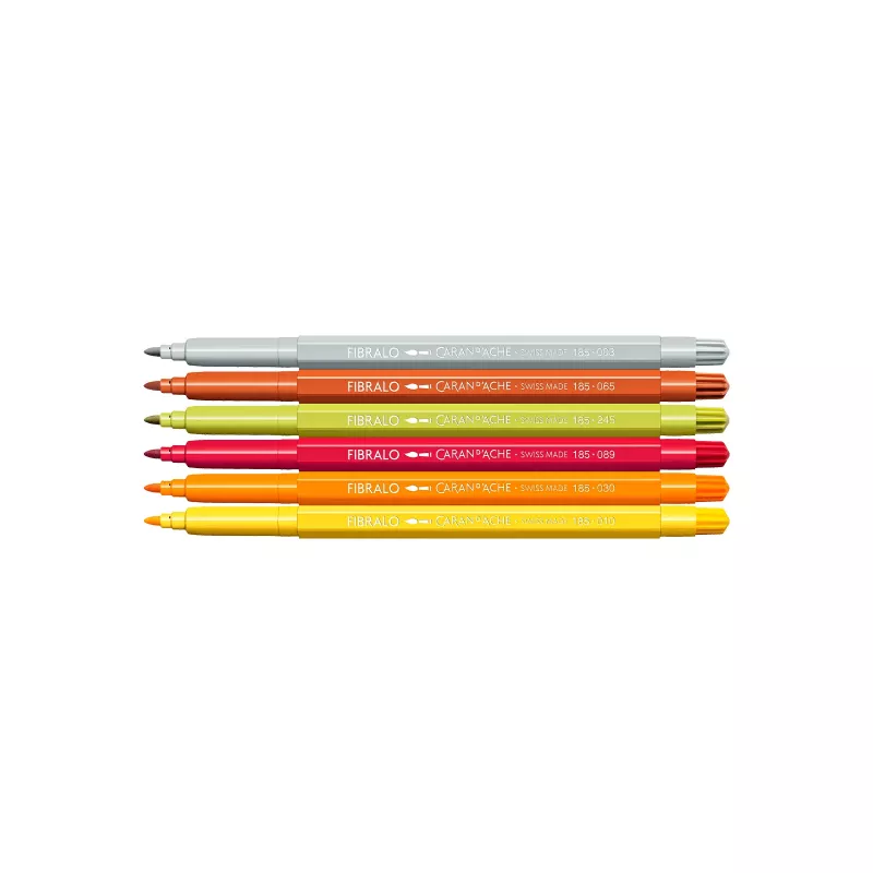 Marcadores Caran d'Ache Fibralo Kawaii Animals, pack de 6, tinta à base de água, efeito aguarela 185.803