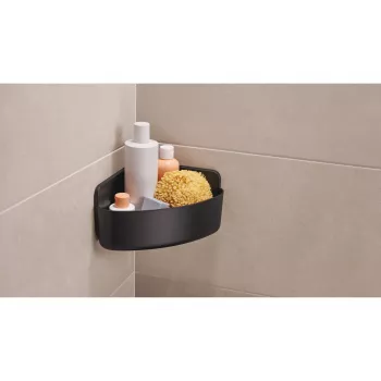 Cesto de duche de canto tesa LAVAA, preto mate, autoadesivo, sem perfuração, até 6 kg 40518-00000-00