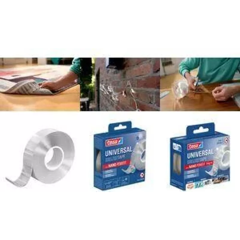 Fita adesiva de dupla face tesa NANO POWER, 30 mm x 1 m, transparente, acrílico, 2 mm de espessura, suporta até 10 kg por 10 cm, 1 rolo 55810-00010-00