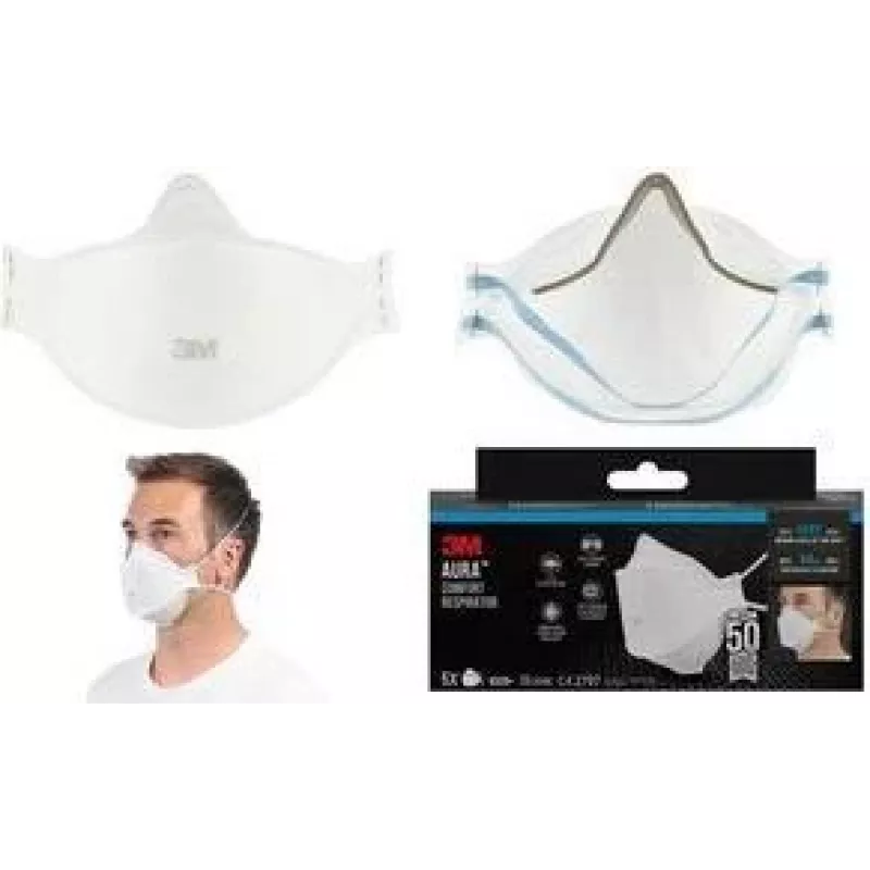 3M Aura 9320+ máscara respiratória FFP2 sem válvula de expiração, máscara dobrável de 3 partes, branco, pack de 1 9320-5