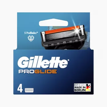 Lâminas de substituição Gillette ProGlide para homem, 4 lâminas, 5 lâminas antiatrito + aparador de precisão, Lubrastrip, compatíveis com cabos Fusion5 8001090456366