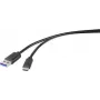 Renkforce RF-4535908 cabo USB 3.2 Gen 1, USB-A para USB-C, 3 m, preto