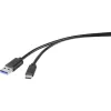 Renkforce RF-4535908 cabo USB 3.2 Gen 1, USB-A para USB-C, 3 m, preto