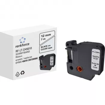 RENKFORCE RF-LT-D45010 fita de rotulagem DYMO D1 compatível 12mm transparente preto sobre 7m RF-6027820