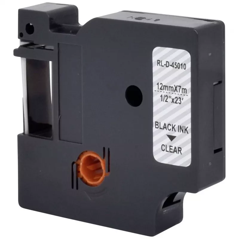 RENKFORCE RF-LT-D45010 fita de rotulagem DYMO D1 compatível 12mm transparente preto sobre 7m RF-6027820