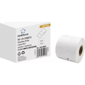 Renkforce RF-6027794 rolo de etiquetas de papel DYMO 99015 compatível, 70 x 54 mm, branco, adesivo permanente, 320 etiquetas