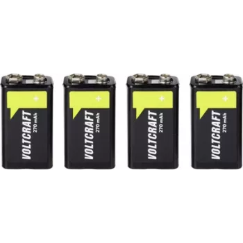 VOLTCRAFT bateria de 9 V bloco NiMH 270 mAh 8,4 V Ready to Use, pack de 4 (VC-17275530)