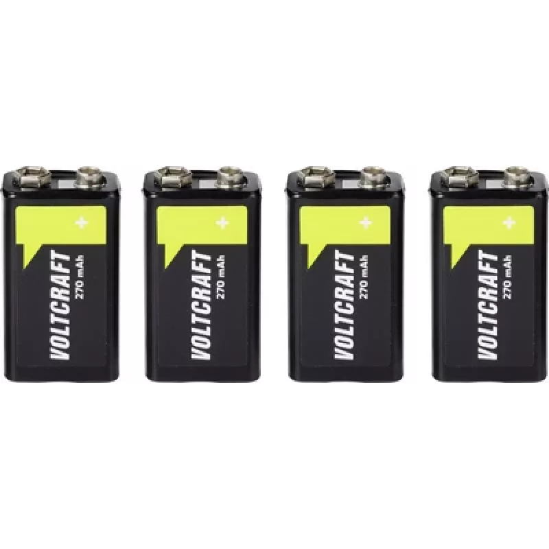 VOLTCRAFT bateria de 9 V bloco NiMH 270 mAh 8,4 V Ready to Use, pack de 4 (VC-17275530)