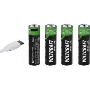 VOLTCRAFT pilha AA Mignon Li-Ion 2000 mAh 1,5 V pack de 4 com função de carregamento USB-C (VC-17275570)