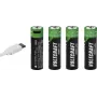 VOLTCRAFT pilha AA Mignon Li-Ion 2000 mAh 1,5 V pack de 4 com função de carregamento USB-C (VC-17275570)