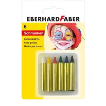 FABER-CASTELL EBERHARD FABER Lápis de maquilhagem, curtos, 6 cores, alta intensidade, testados dermatologicamente, 1 conjunto (579106)