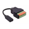 Cabo adaptador EXSYS EX-49124 conector fêmea USB-C para bloco de terminais de parafuso de 10 pinos com botão, USB 3.2 Gen 1, 15 cm