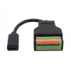 Cabo adaptador EXSYS EX-49124 conector fêmea USB-C para bloco de terminais de parafuso de 10 pinos com botão, USB 3.2 Gen 1, 15 cm
