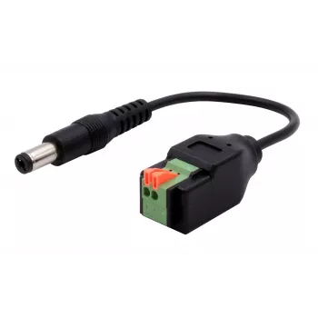 Cabo adaptador EXSYS EX-49140 ficha de alimentação DC 5,5x2,1mm para bloco de terminais de 2 pinos, 15 cm, botão