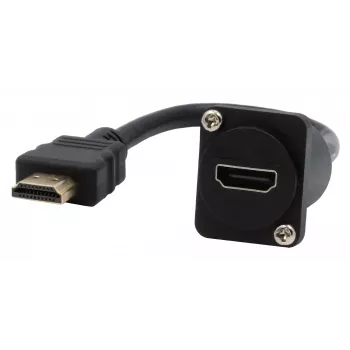 Cabo adaptador EXSYS EX-49162 HDMI tipo A conector fêmea para macho, 20 cm, 4K, High Speed com Ethernet, preto