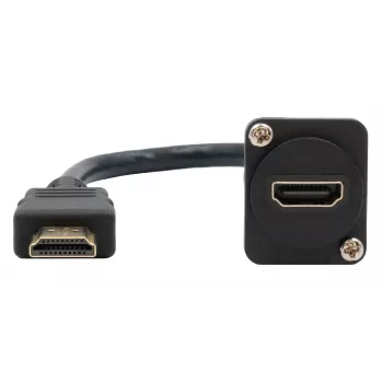 Cabo adaptador EXSYS EX-49162 HDMI tipo A conector fêmea para macho, 20 cm, 4K, High Speed com Ethernet, preto