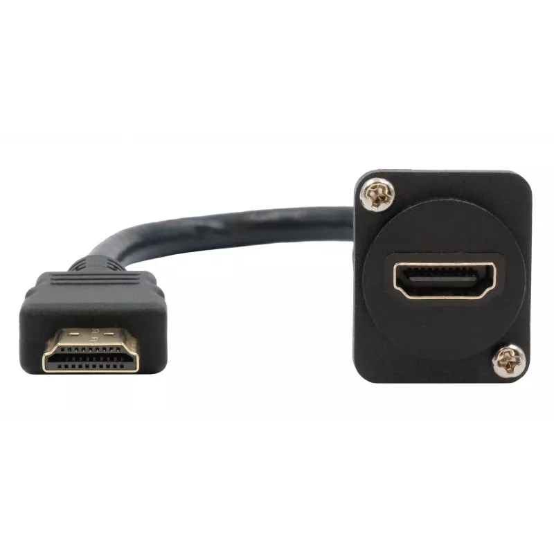 Cabo adaptador EXSYS EX-49162 HDMI tipo A conector fêmea para macho, 20 cm, 4K, High Speed com Ethernet, preto