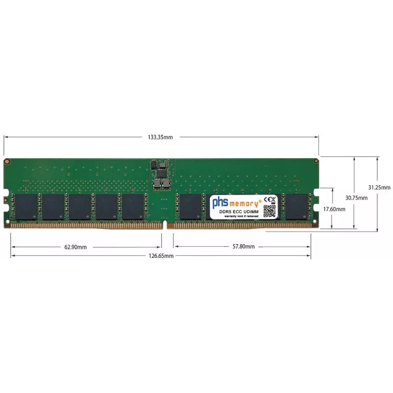 PHS-memory 48GB DDR5 ECC UDIMM 5600MHz PC5-44800E módulo de memória para Terra 7500RM (SP572432)
