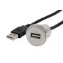 Cabo de extensão USB 2.0 EXSYS EX-49181 para montagem em painel, conector fêmea USB-A para macho USB-A, 30 cm, placa metálica