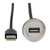 Cabo de extensão USB 2.0 EXSYS EX-49181 para montagem em painel, conector fêmea USB-A para macho USB-A, 30 cm, placa metálica