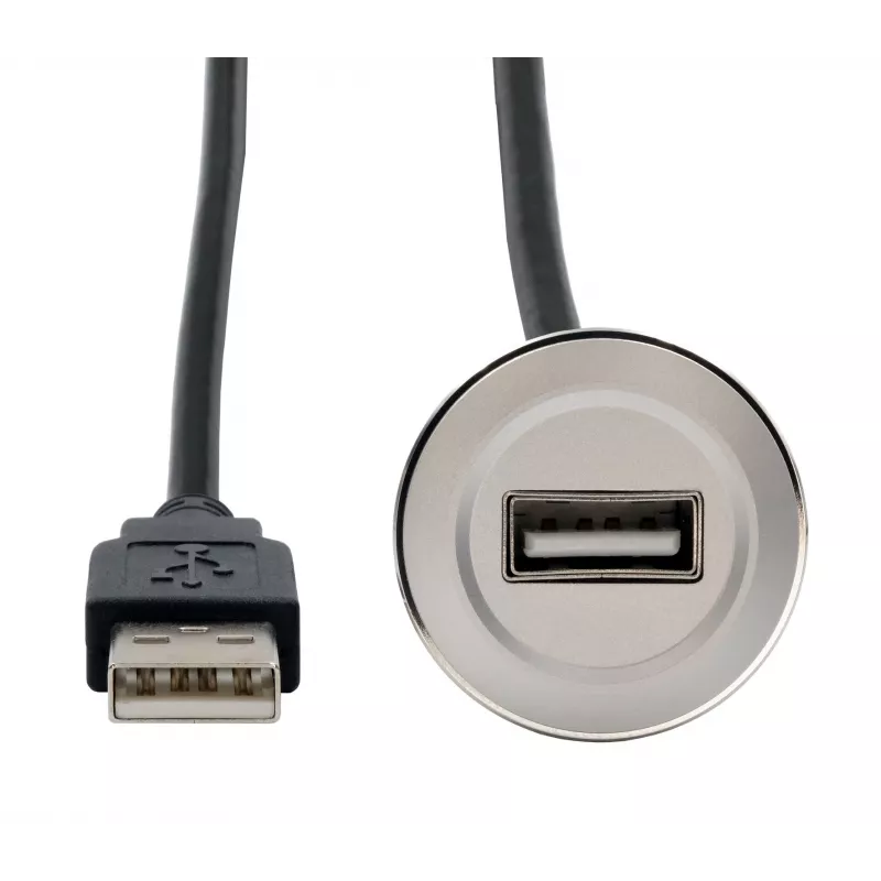 Cabo de extensão USB 2.0 EXSYS EX-49181 para montagem em painel, conector fêmea USB-A para macho USB-A, 30 cm, placa metálica