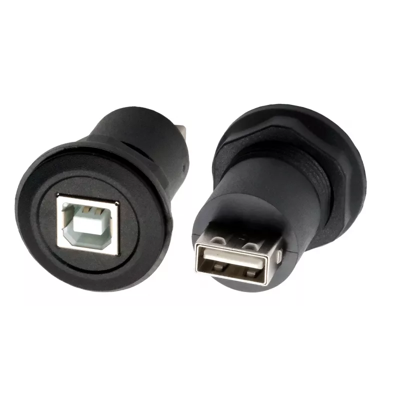 Adaptador de montagem em painel EXSYS EX-49213 conector fêmea USB-B para conector fêmea USB-A, USB 2.0, estrutura metálica