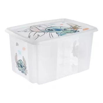 Caixa de arrumação keeeper karolina Stitch, 45 litros caixa empilhável/aninhável com tampa, PP transparente, 1 unid. 1223900131900
