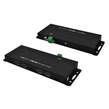 EXSYS EX-1247HMVS hub industrial USB 3.2 Gen 2 de 7 portas com montagem em calha DIN