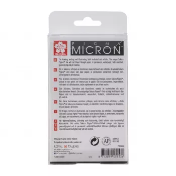 SAKURA Pigma Micron conjunto de fineliners, 8 peças, preto, vários tamanhos de ponta 0,15 mm a pincel POXSDK8