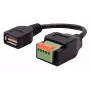EXSYS EX-49128 Cabo adaptador conector fêmea USB-A para bloco de terminais de parafuso de 5 pinos com botão, USB 2.0, 15 cm