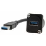 EXSYS EX-49164 Cabo adaptador de encastrar tipo D USB 3.2 Gen 1, conector macho USB-A para conector fêmea, 20 cm, preto