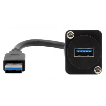 EXSYS EX-49164 Cabo adaptador de encastrar tipo D USB 3.2 Gen 1, conector macho USB-A para conector fêmea, 20 cm, preto
