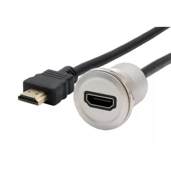 EXSYS EX-49180 Adaptador HDMI de montagem em painel metálico, conector fêmea para conector macho, 30 cm