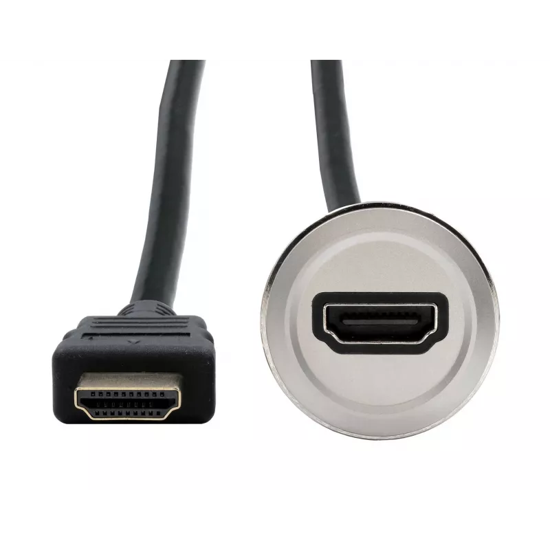 EXSYS EX-49180 Adaptador HDMI de montagem em painel metálico, conector fêmea para conector macho, 30 cm