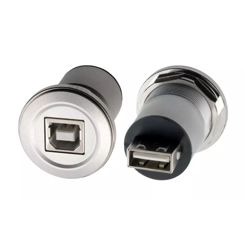 EXSYS EX-49193 Adaptador USB 2.0 de montagem em painel metálico conector fêmea USB-B para conector fêmea USB-A