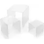 DEFLECTO conjunto de bases de elevação quadradas para monitor, acrílico transparente, 3 peças, bordas polidas, empilháveis, cristalino (DB-S3-6)
