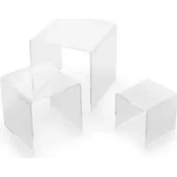 DEFLECTO conjunto de bases de elevação quadradas para monitor, acrílico transparente, 3 peças, bordas polidas, empilháveis, cristalino (DB-S3-6)