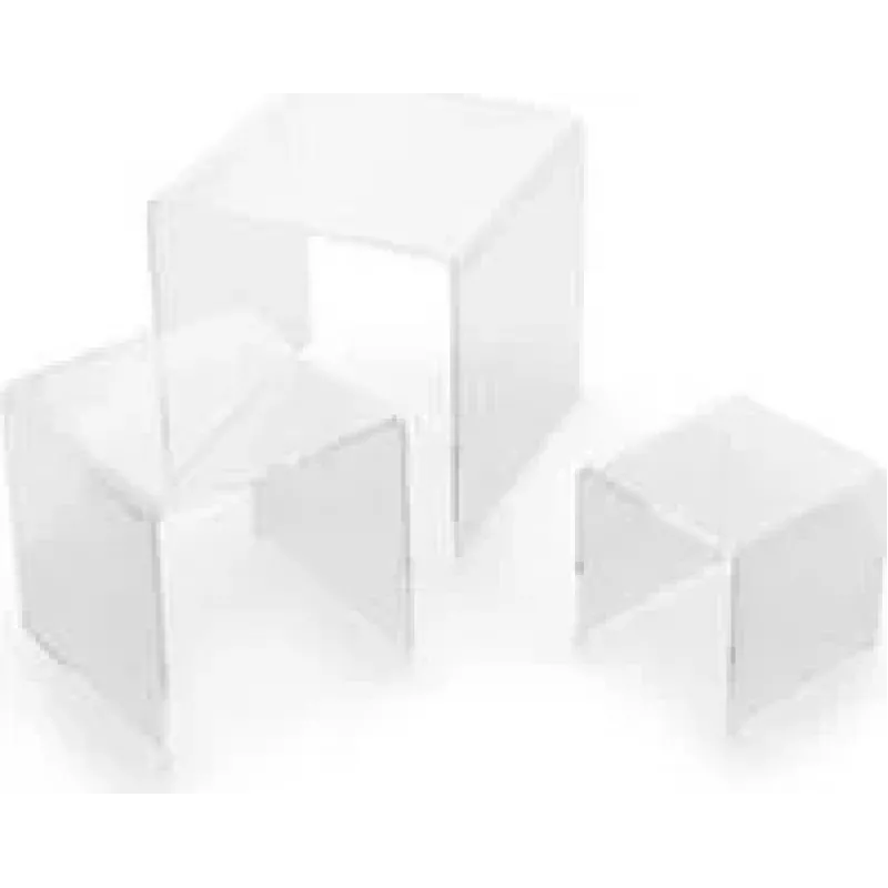 DEFLECTO conjunto de bases de elevação quadradas para monitor, acrílico transparente, 3 peças, bordas polidas, empilháveis, cristalino (DB-S3-6)