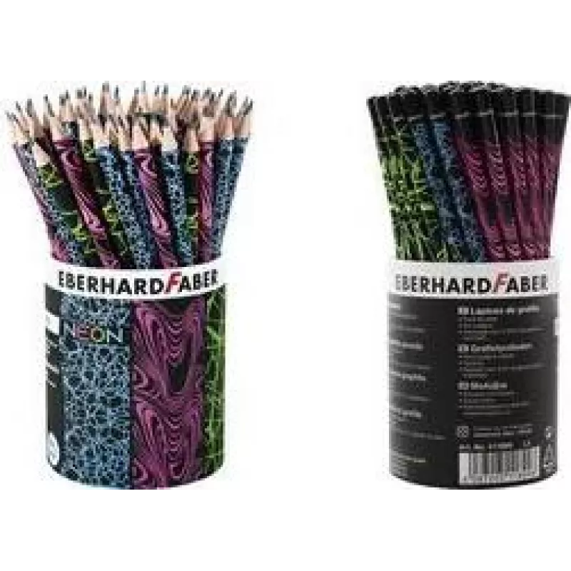 FABER-CASTELL EBERHARD FABER lápis de grafite NEON HB, embalagem de 72, estojo redondo, mina de 2,0 mm, sem madeira 511899