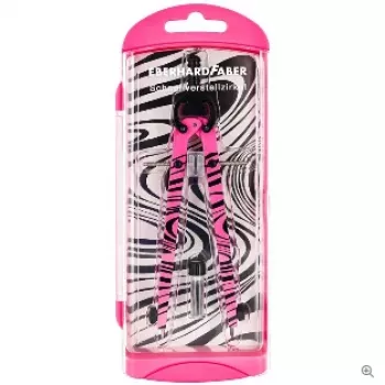 FABER-CASTELL EBERHARD FABER compasso de ajuste rápido, rosa-neon/preto, haste de acionamento central, padrão gráfico preto, 1 unid. (571701)
