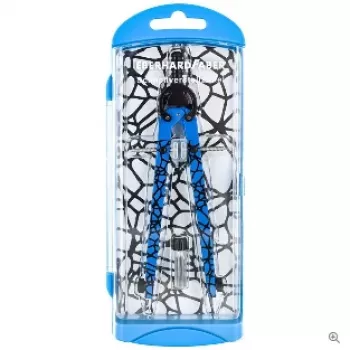 FABER-CASTELL EBERHARD FABER compasso de ajuste rápido, azul-neon/preto com haste de acionamento central, padrão gráfico preto, 1 unid. (571702)
